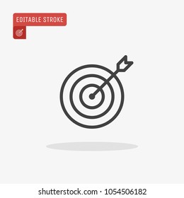 Outline Target icon isolated on grey background. Aim symbol for website design, mobile application, logo, ui. Editable stroke. Vector illustration. Eps10.