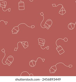 Outline Tea Bag Seamless Pattern Vector illustration for Print, Wallpaper, Decoration.