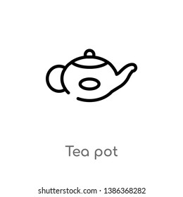 outline tea pot vector icon. isolated black simple line element illustration from food and restaurant concept. editable vector stroke tea pot icon on white background