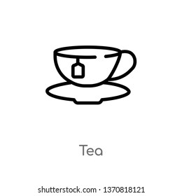 outline tea vector icon. isolated black simple line element illustration from beauty concept. editable vector stroke tea icon on white background