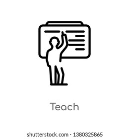 outline teach vector icon. isolated black simple line element illustration from education concept. editable vector stroke teach icon on white background