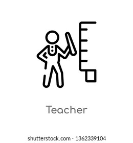 outline teacher vector icon. isolated black simple line element illustration from education 2 concept. editable vector stroke teacher icon on white background