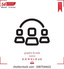 Outline team icon. team icon vector isolated on white background. Graphic design, material-design,  mobile application, logo, user interface. EPS 10 format vector