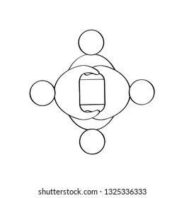 Outline of a teamwork. Vector illustration design