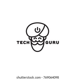 Outline Tech Guru Logo Template Design. Vector Illustration.