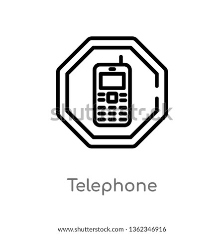 outline telephone vector icon. isolated black simple line element illustration from airport terminal concept. editable vector stroke telephone icon on white background