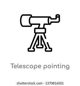 outline telescope pointing up vector icon. isolated black simple line element illustration from astronomy concept. editable vector stroke telescope pointing up icon on white background