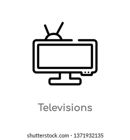 outline televisions vector icon. isolated black simple line element illustration from computer concept. editable vector stroke televisions icon on white background