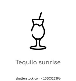outline tequila sunrise vector icon. isolated black simple line element illustration from drinks concept. editable vector stroke tequila sunrise icon on white background