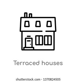 outline terraced houses vector icon. isolated black simple line element illustration from buildings concept. editable vector stroke terraced houses icon on white background