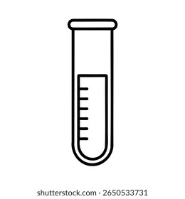 Traçar um contorno de um tubo de ensaio com marcações de medição de líquidos em laboratório