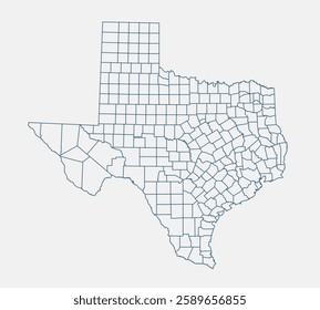 Outline Texas map isolated on white background. Texas map. Texas map outline template. Vector illustration