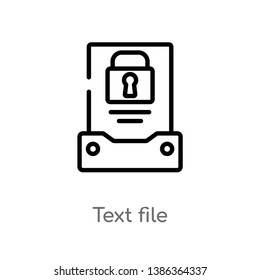 outline text file vector icon. isolated black simple line element illustration from gdpr concept. editable vector stroke text file icon on white background