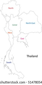 Outline Thailand Map With Regions