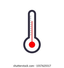 Outline thermometer icon. Red hot temperature symbol. Vector EPS 10 illustration