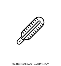 Outline Thermometer Icon, Simple Vector Illustration for Healthcare Concepts