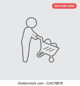 Outline of thin human and sand buggy vector icon on white background, architecture