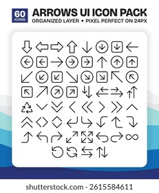 Outline Thin Line Arrows Icon Collection Pack for UI or User Interface