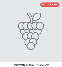 Outline thin line of grape wine vector icon on gray background, isolated