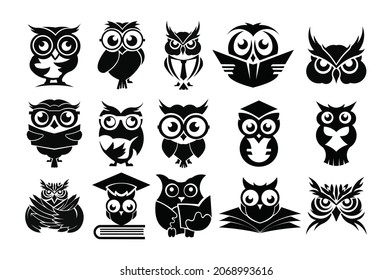  outline thin line icons such as great owl,of predator owlet vector