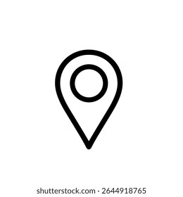 Símbolo do ícone do mapa do ponteiro de localização da linha fina da estrutura de tópicos