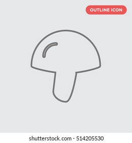Outline thin mushroom vector icon on white background, isolated