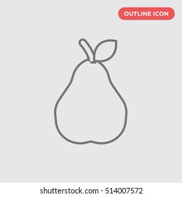 Outline of thin pear vector on icon gray background