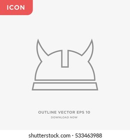 Outline thin Viking hat icon illustration isolated linear vector sign symbol