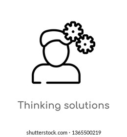 outline thinking solutions vector icon. isolated black simple line element illustration from miscellaneous concept. editable vector stroke thinking solutions icon on white background