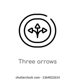 outline three arrows vector icon. isolated black simple line element illustration from user interface concept. editable vector stroke three arrows icon on white background