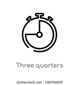 outline three quarters vector icon. isolated black simple line element illustration from electronic stuff fill concept. editable vector stroke three quarters icon on white background