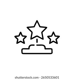 Outline three stars above a podium on a icon award