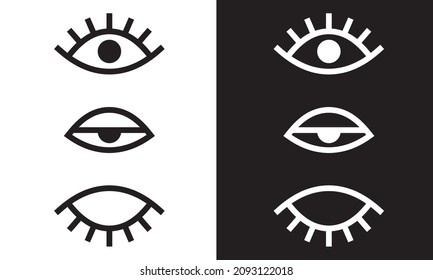 The outline of the three types of eye on a light and dark background