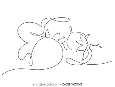 Contorno de três morangos vetores em uma linha técnica de doodle