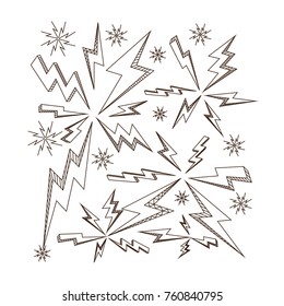 Outline thunder hand drawn doodle vector illustration.