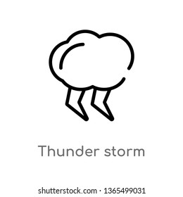 outline thunder storm vector icon. isolated black simple line element illustration from meteorology concept. editable vector stroke thunder storm icon on white background