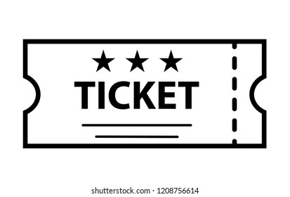 outline ticket icon on white background. ticket sign. flat style. cinema symbol. ticket icon for your web site design, logo, app, UI. 