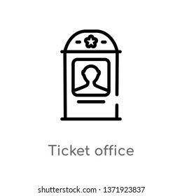 outline ticket office vector icon. isolated black simple line element illustration from cinema concept. editable vector stroke ticket office icon on white background