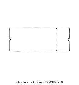 Outline ticket template with a tear-off section. Vector illustration. Copy space. Linear, vector, realistic, outline illustration.