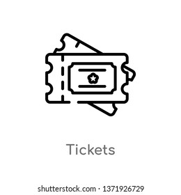 outline tickets vector icon. isolated black simple line element illustration from cinema concept. editable vector stroke tickets icon on white background