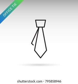 Outline tie flat icon isolated on white background. Office tie pictogram. Symbol for website design, mobile application, ui.
