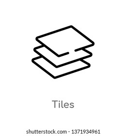 outline tiles vector icon. isolated black simple line element illustration from construction tools concept. editable vector stroke tiles icon on white background