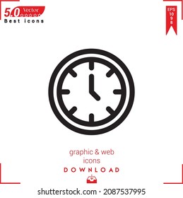 Outline time icon. time icon vector isolated on white background. Graphic design, material-design,  mobile application, logo, user interface. EPS 10 format vector