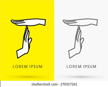 Outline, Timeout Signal hand, sign ,logo, symbol, icon, graphic, vector.