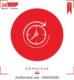 Outline time-passing icon. time-passing icon vector isolated on Red background. Graphic design, business-collection icons, mobile application, logo, user interface. EPS 10 format vector