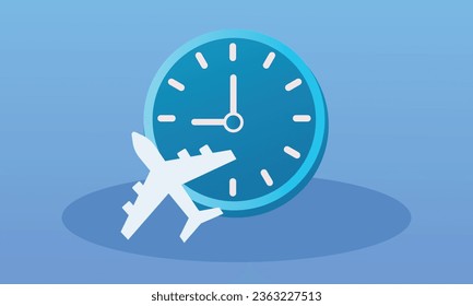 Outline timer and air plane icon. concept of information icon.on blue background.Vector Design Illustration.