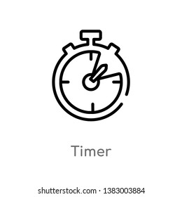 outline timer vector icon. isolated black simple line element illustration from hockey concept. editable vector stroke timer icon on white background