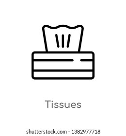 outline tissues vector icon. isolated black simple line element illustration from hygiene concept. editable vector stroke tissues icon on white background