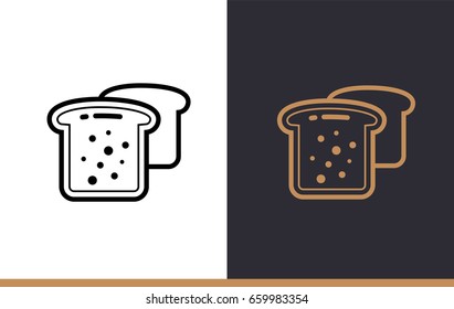 Outline TOAST icon, bakery. Vector line icons suitable for info graphics, print media and interfaces 