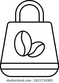 Outline to-go delivery bag icon for cafes, food delivery apps, packaging, menus, websites, and branding. Editable vector style.